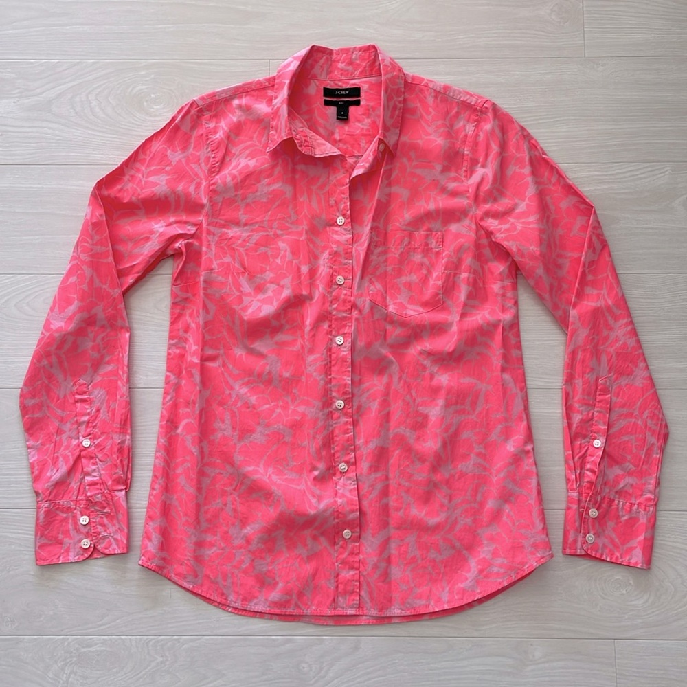 J. Crew Vibrant Pink Cotton Blouse